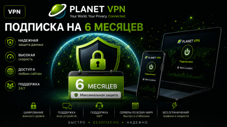 Planet VPN Premium Подписка на 6 месяц
