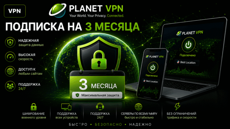 Planet VPN Premium Подписка на 3 месяц