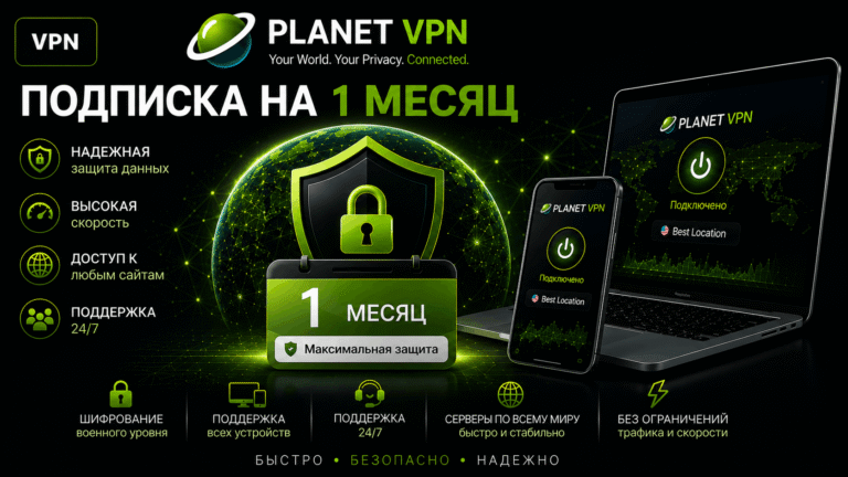 Planet VPN Premium Подписка на 1 месяц